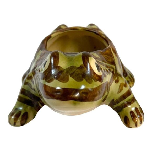 Vintage Brush McCoy Pottery Frog Planter Hand-Painted Garden Decor Amphibian Pot - Picture 2 of 7